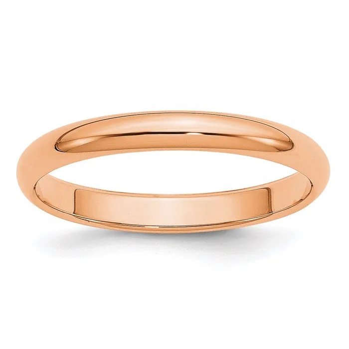 Solid 18K Yellow Gold Rose Gold 3mm HalfRound Wedding MensWomens Wedding Band Ring Size 12 Goldia Rings