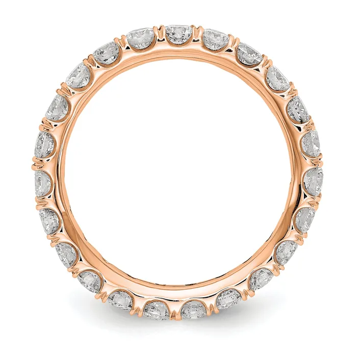 Solid Real 14k Rose Gold Polished U Shared Prong 2ct CZ Eternity Wedding Band Ring Goldia Rings