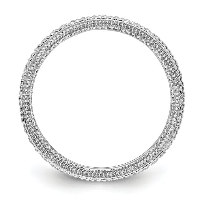 Solid Real 14k White Gold Polished 13CT Milgrain Edge CZ Eternity Wedding Band Ring Goldia Rings