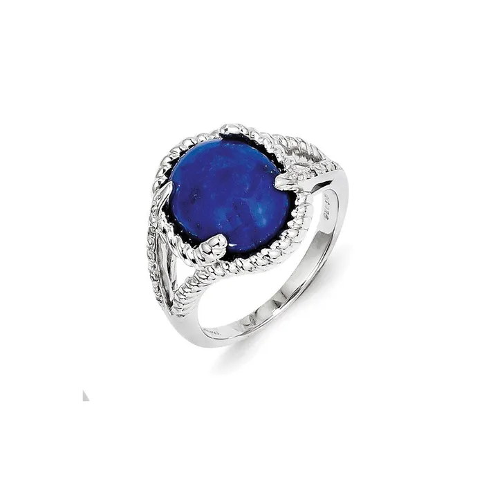 Sterling Silver Lapis and Diamond Ring Goldia Rings