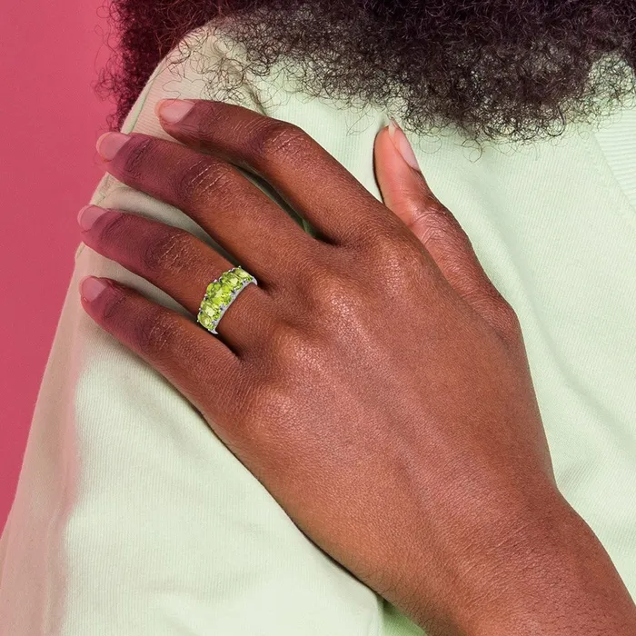 Sterling Silver Rhodium Peridot Ring Goldia Rings