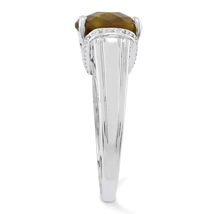 Sterling Silver Rhodiumplated CheckerCut Whiskey Quartz Ring Goldia Rings