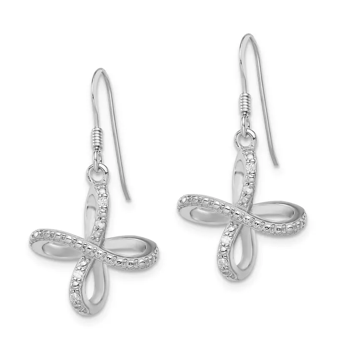 Sterling Silver Rhodiumplated Diamond Cross Shepherd Hook Earrings Goldia Earrings