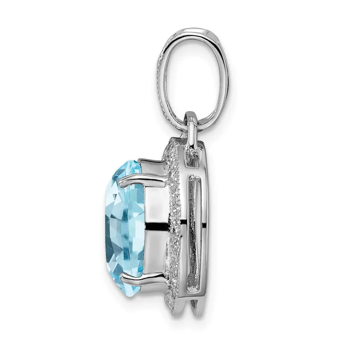 Sterling Silver Rhodiumplated Light Swiss Blue Topaz u0026 Diamond Pendant Goldia Necklaces