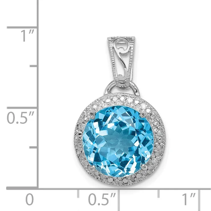 Sterling Silver Rhodiumplated Light Swiss Blue Topaz u0026 Diamond Pendant Goldia Necklaces