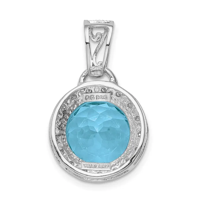 Sterling Silver Rhodiumplated Light Swiss Blue Topaz u0026 Diamond Pendant Goldia Necklaces