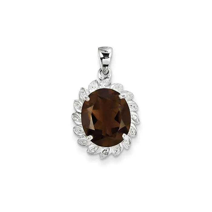 Sterling Silver Rhodium Smoky Quartz u0026 Diamond Pendant Goldia Necklaces