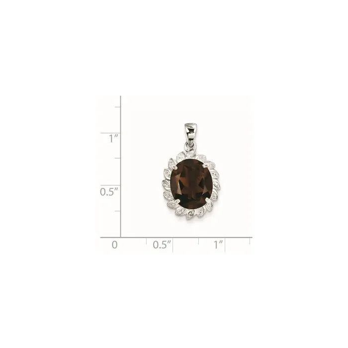 Sterling Silver Rhodium Smoky Quartz u0026 Diamond Pendant Goldia Necklaces