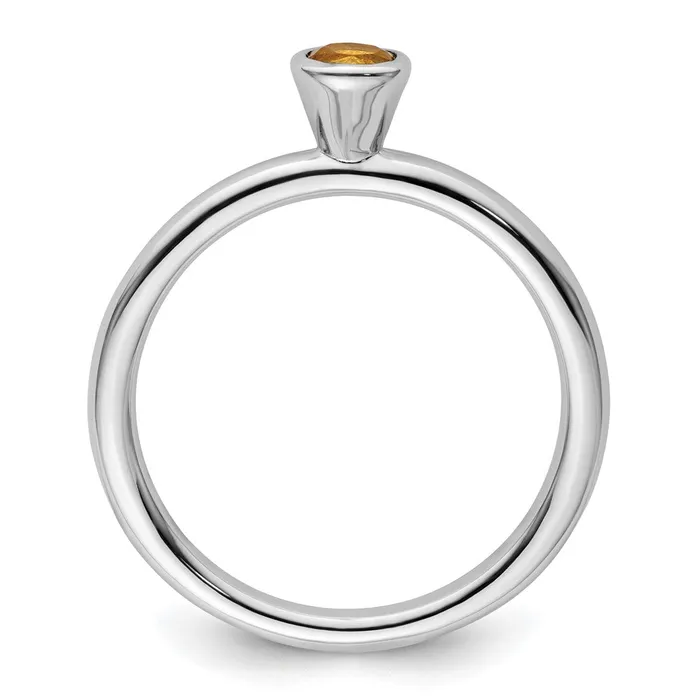 Sterling Silver Stackable Expressions High 4mm Round Citrine Ring Goldia Rings
