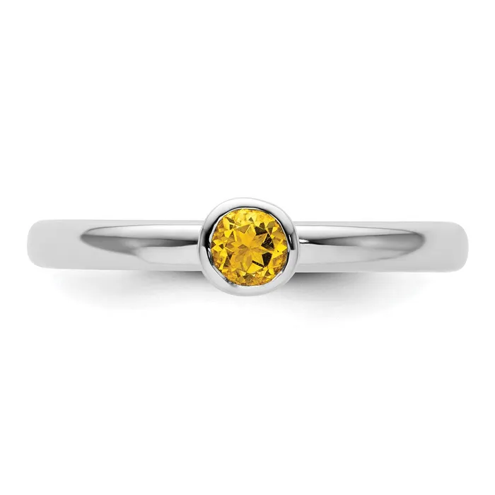 Sterling Silver Stackable Expressions High 4mm Round Citrine Ring Goldia Rings