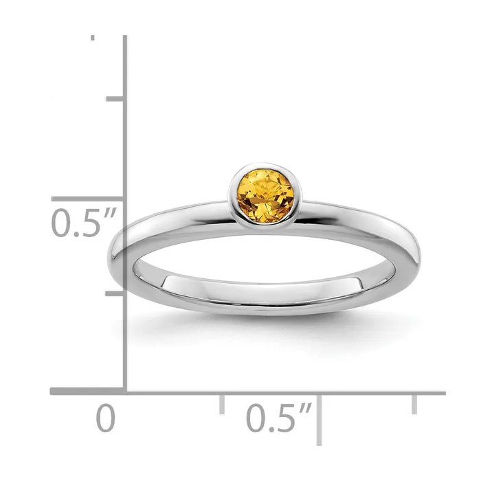 Sterling Silver Stackable Expressions High 4mm Round Citrine Ring Goldia Rings