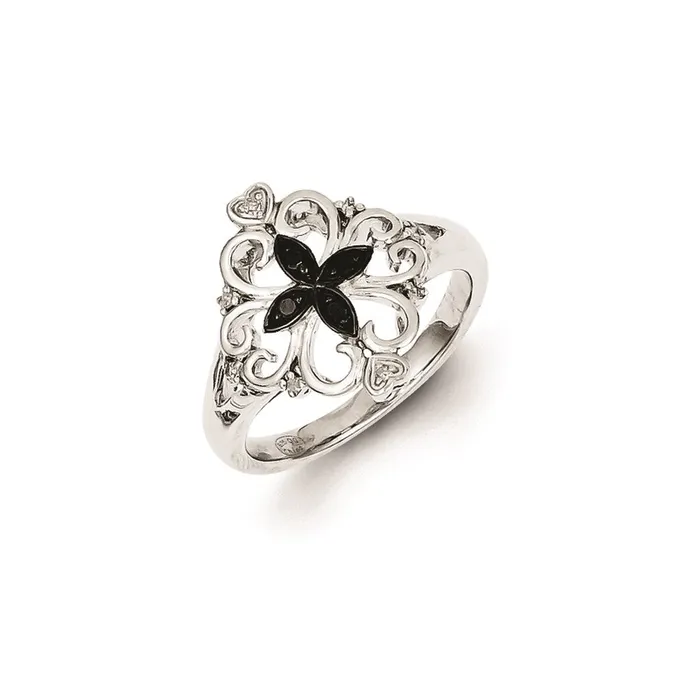 Sterling Silver White u0026 Black Diamond Ring Goldia Rings