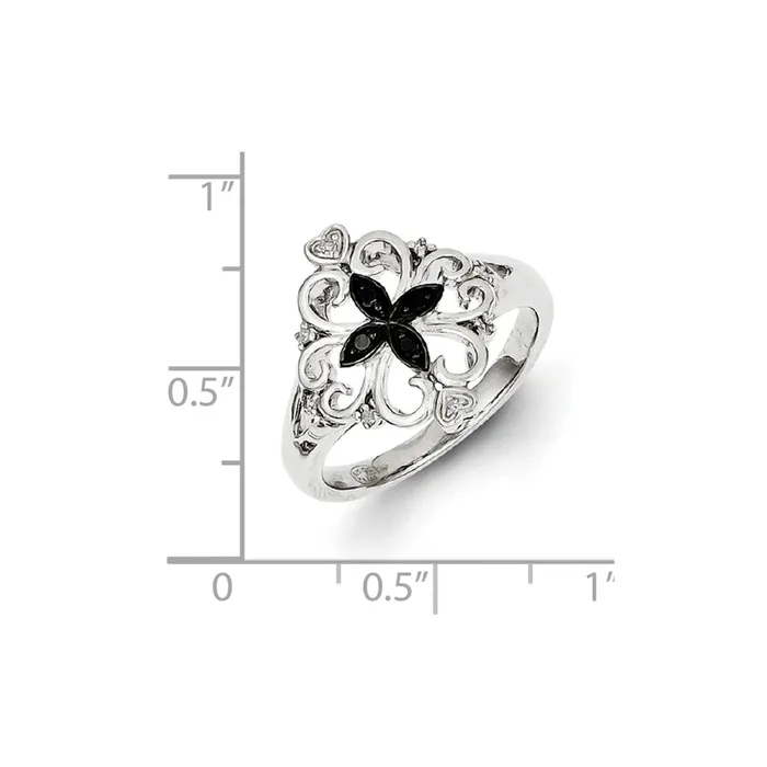 Sterling Silver White u0026 Black Diamond Ring Goldia Rings