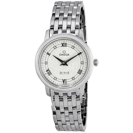 Watches JMS always Original Omega De Ville Prestige White Silvery Diamond Dial Ladies Watch 42410276052002