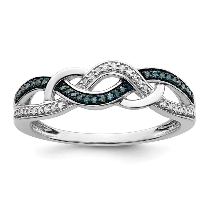 White Night Sterling Silver Rhodiumplated Blue and White Diamond Criss Cross Ring Goldia Rings White Night Sterling Silver Rhodiumplated Blue and White Diamond Criss Cross Ring Goldia Rings