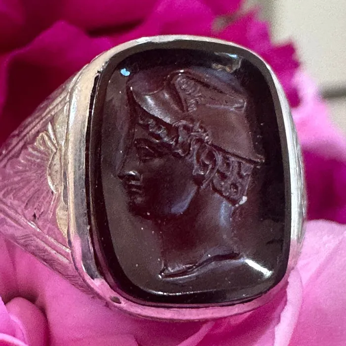 10 Karat White Gold Carnelian Cameo Ring 20500069 ONeills Estate Jewelry Rings