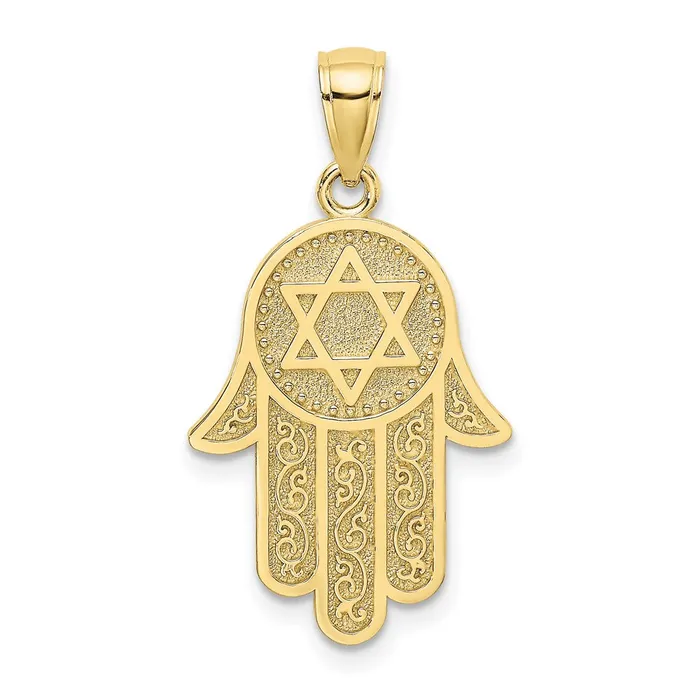 10K Hamsa W Star Of David Charm TreasureFineJewelers Charm Necklaces