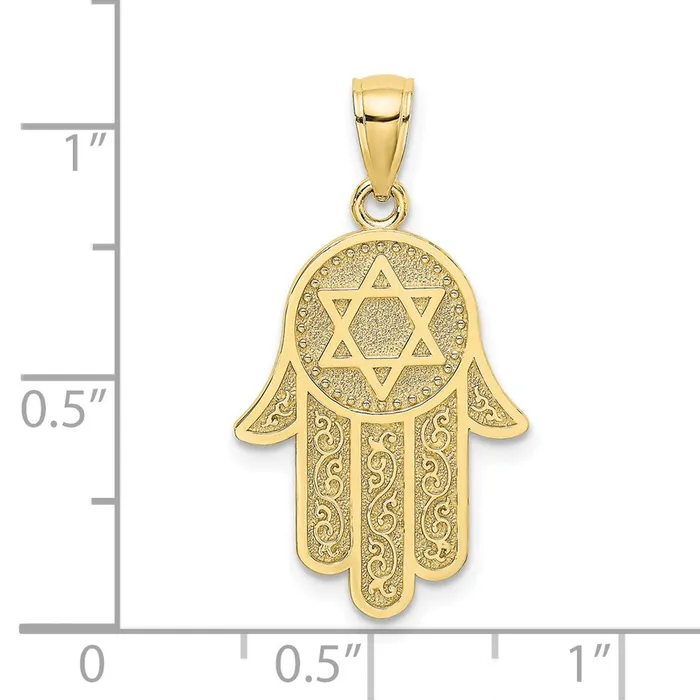 10K Hamsa W Star Of David Charm TreasureFineJewelers Charm Necklaces