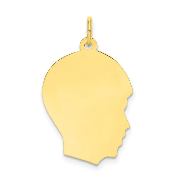 10K Plain Medium 018 Gauge Facing Right Engravable Boy Head Charm TreasureFineJewelers Charm Necklaces 10K Plain Medium 018 Gauge Facing Right Engravable Boy Head Charm TreasureFineJewelers Charm Necklaces