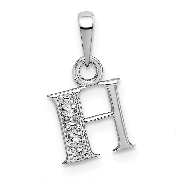 10k White Gold Initial H Charm TreasureFineJewelers Charm Necklaces