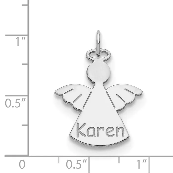 10K White Gold Personalized Angel Charm TreasureFineJewelers Charm Necklaces
