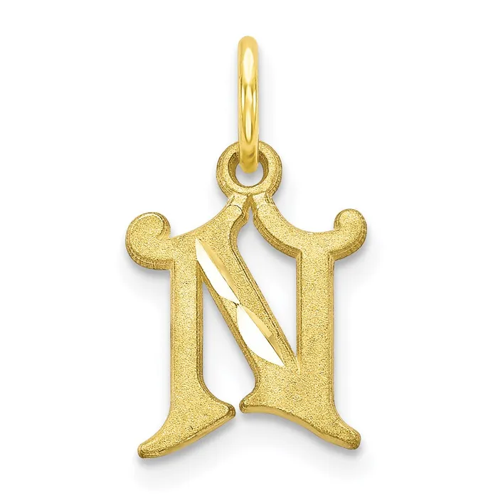 10k Yellow Gold Initial N Charm TreasureFineJewelers Charm Necklaces