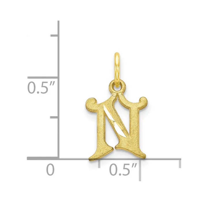 10k Yellow Gold Initial N Charm TreasureFineJewelers Charm Necklaces