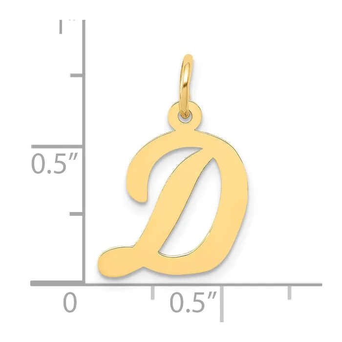 10k Yellow Gold Medium Script Letter D Initial Charm TreasureFineJewelers Charm Necklaces