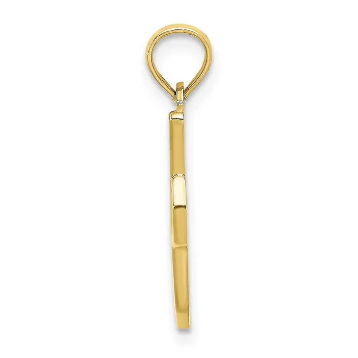 10k Yellow Gold Polished I Script Initial Charm TreasureFineJewelers Charm Necklaces