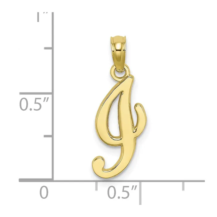 10k Yellow Gold Polished I Script Initial Charm TreasureFineJewelers Charm Necklaces