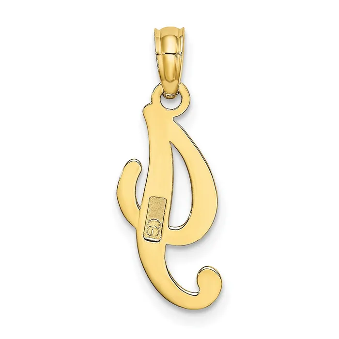 10k Yellow Gold Polished I Script Initial Charm TreasureFineJewelers Charm Necklaces
