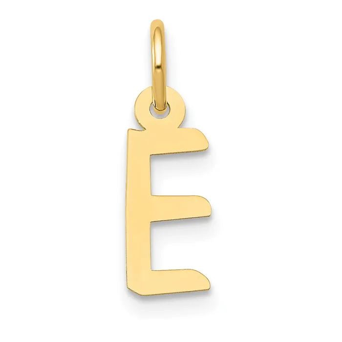 10k Yellow Gold Small Slanted Block Initial E Charm TreasureFineJewelers Charm Necklaces 10k Yellow Gold Small Slanted Block Initial E Charm TreasureFineJewelers Charm Necklaces