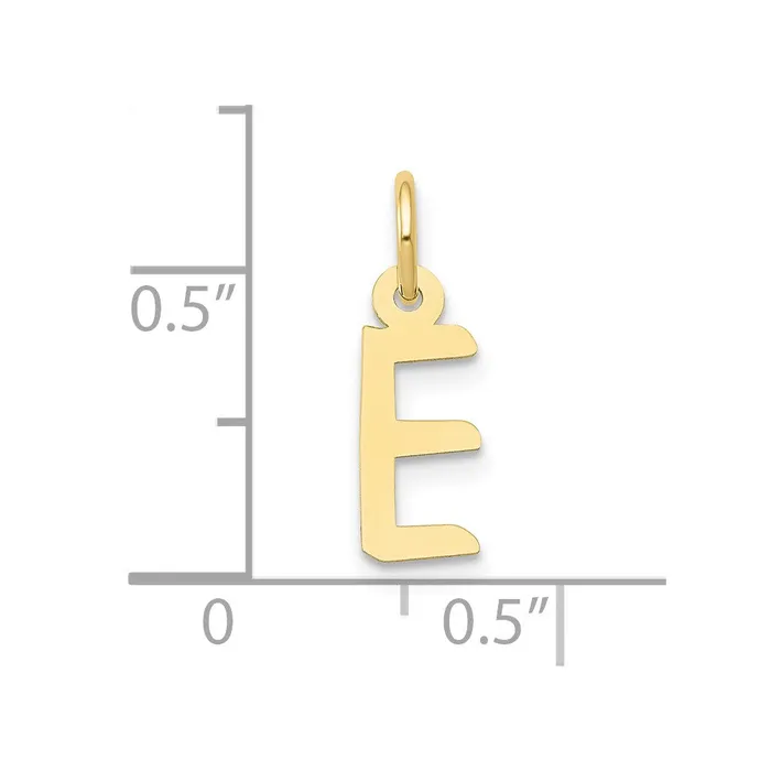 10k Yellow Gold Small Slanted Block Initial E Charm TreasureFineJewelers Charm Necklaces