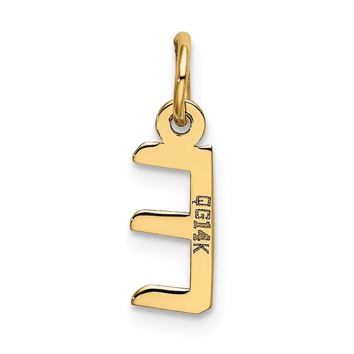 10k Yellow Gold Small Slanted Block Initial E Charm TreasureFineJewelers Charm Necklaces