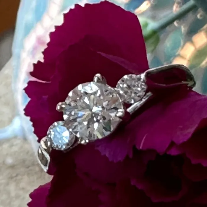 14 Karat White Gold 3 Stone Diamond Engagement Ring 54100013 ONeills Estate Jewelry Rings
