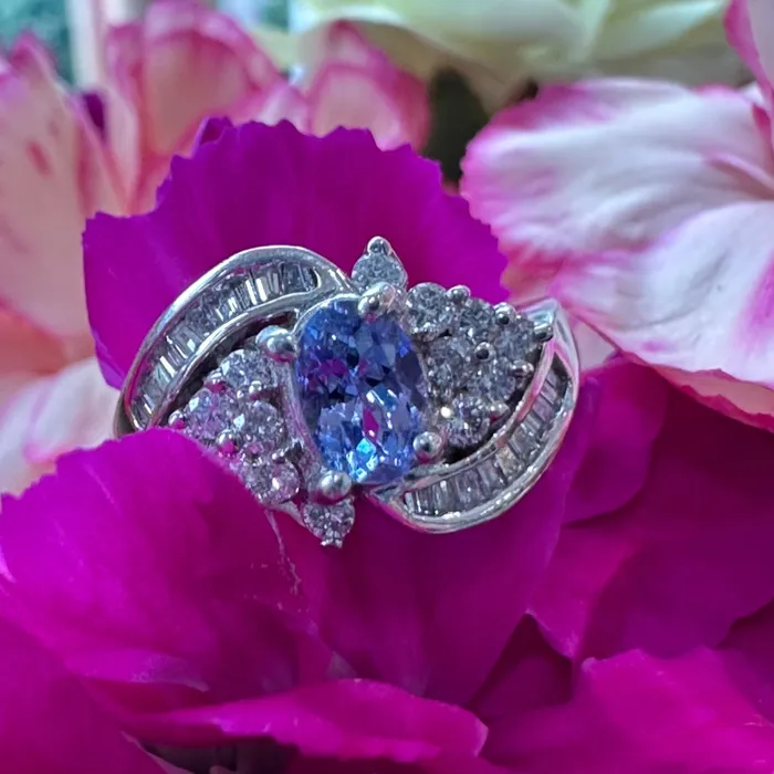 14 Karat White Gold Tanzanite and Diamond Ring 20001397 ONeills Estate Jewelry Rings