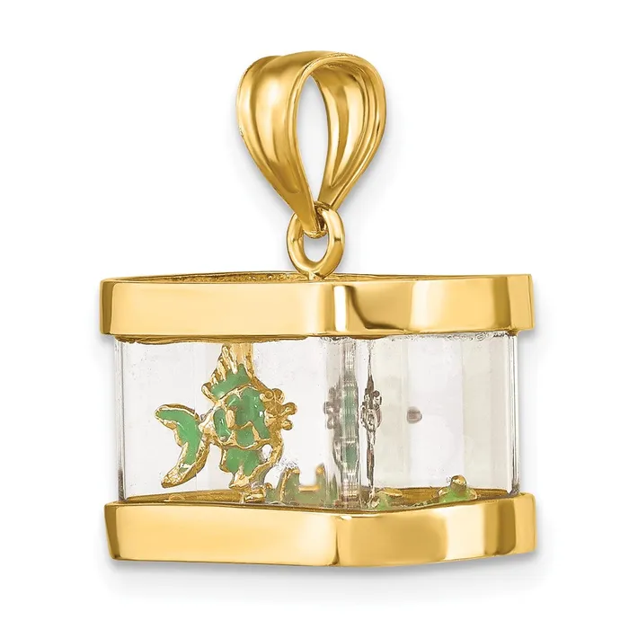 14K 3D Moveable Enamel Fish Aquarium Charm TreasureFineJewelers Charm Necklaces