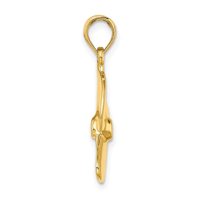 14K 3D Polished Three Blade Propeller Charm TreasureFineJewelers Charm Necklaces