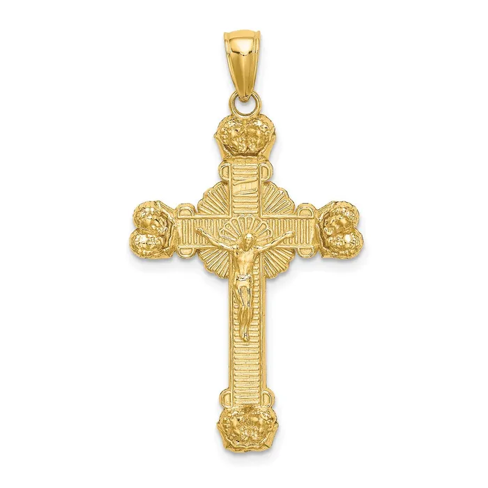 14K Crucifix W Sunburst Charm TreasureFineJewelers Charm Necklaces