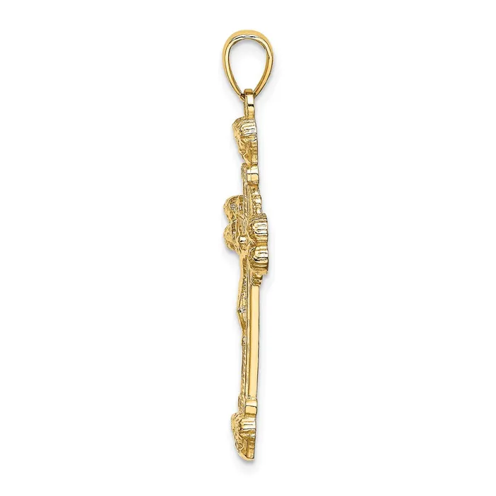 14K Crucifix W Sunburst Charm TreasureFineJewelers Charm Necklaces