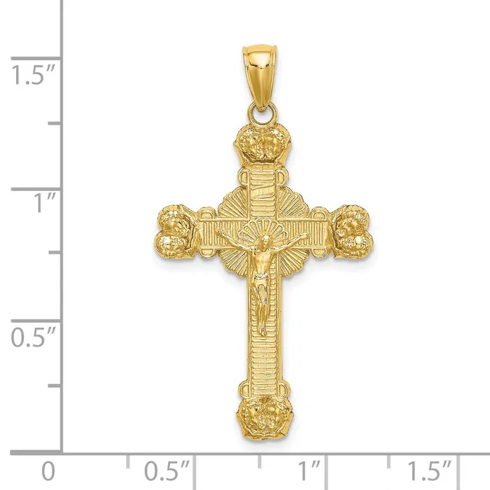 14K Crucifix W Sunburst Charm TreasureFineJewelers Charm Necklaces