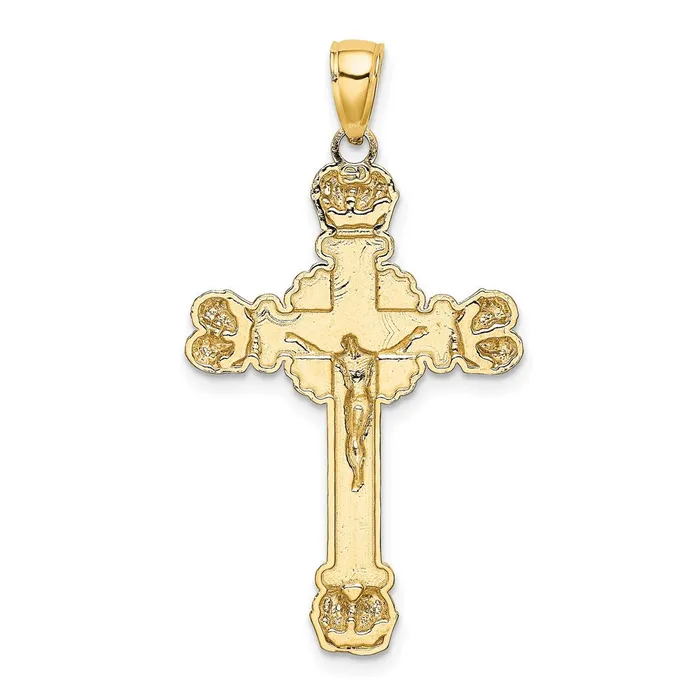 14K Crucifix W Sunburst Charm TreasureFineJewelers Charm Necklaces
