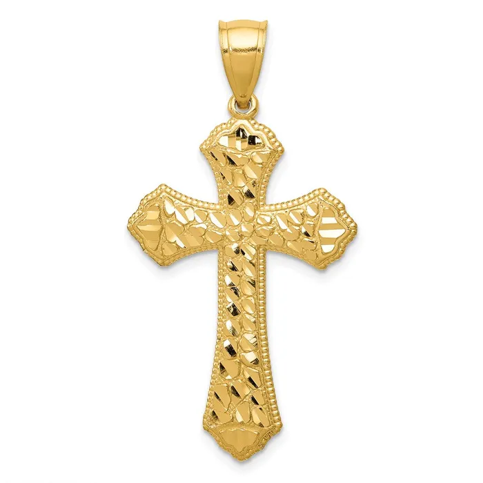14k Diamondcut Budded Cross Pendant TreasureFineJewelers Necklaces