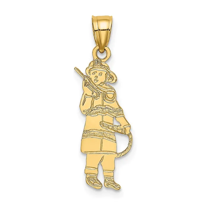 14k Fireman wHose Charm TreasureFineJewelers Charm Necklaces