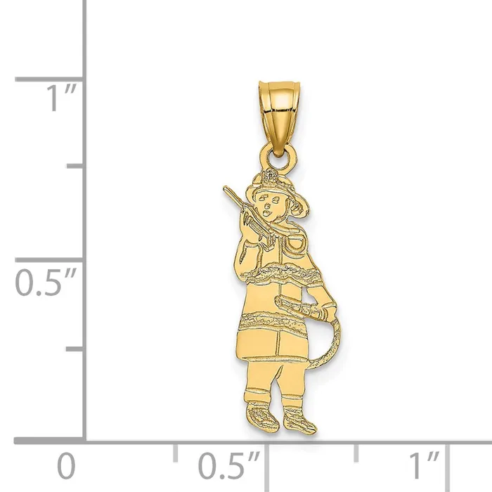 14k Fireman wHose Charm TreasureFineJewelers Charm Necklaces