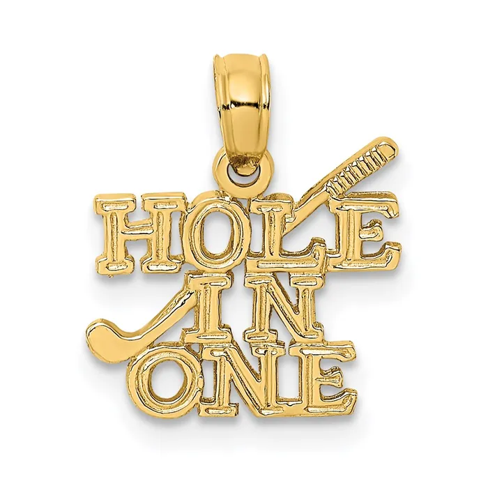 14K HOLE IN ONE wGolf Club Charm TreasureFineJewelers Charm Necklaces