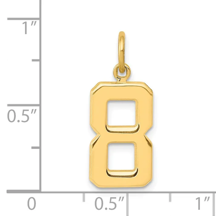 14k Medium Polished Number 8 Charm TreasureFineJewelers Charm Necklaces