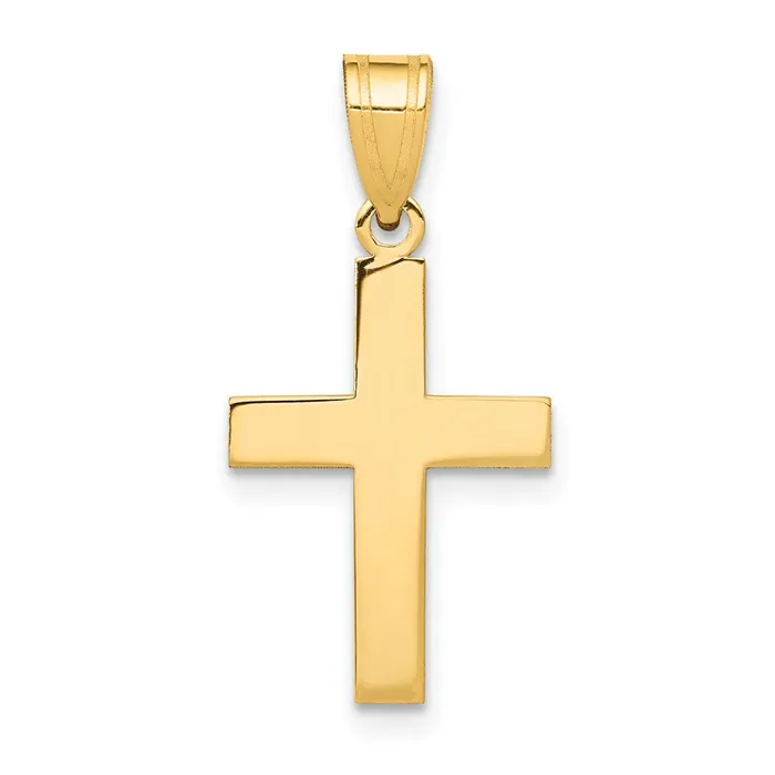14k Polished Cross Charm TreasureFineJewelers Charm Necklaces
