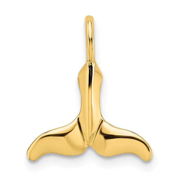 14K Polished Textured Mini Whale Tail Charm TreasureFineJewelers Charm Necklaces
