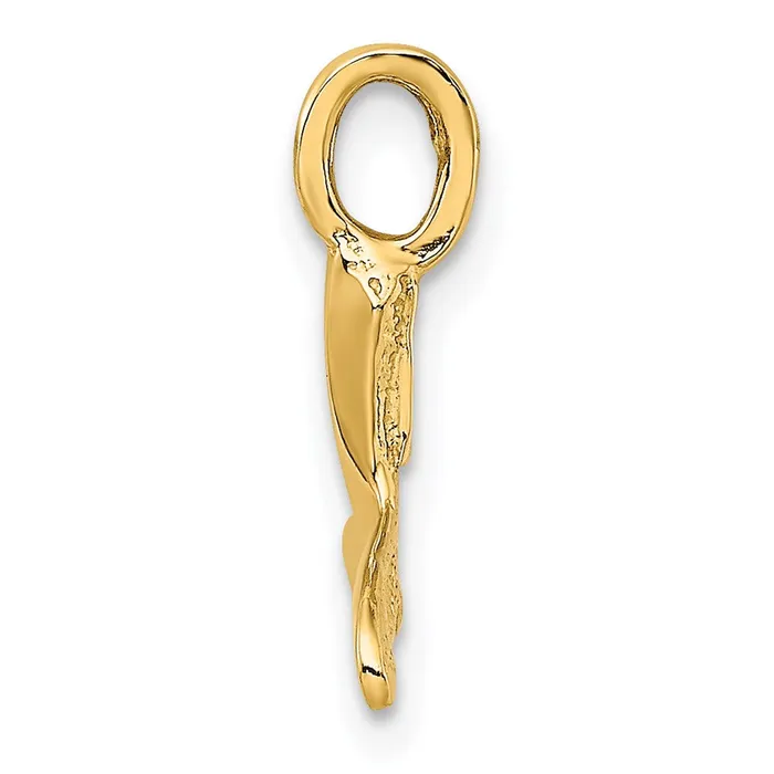 14K Polished Textured Mini Whale Tail Charm TreasureFineJewelers Charm Necklaces
